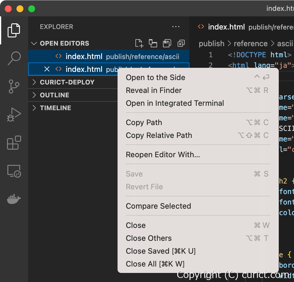 Visual Studio Code - ファイルを比較し、差分(diff)を表示する
